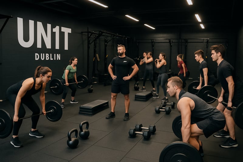Group strength and conditioning class at UN1T Dublin fitness studio